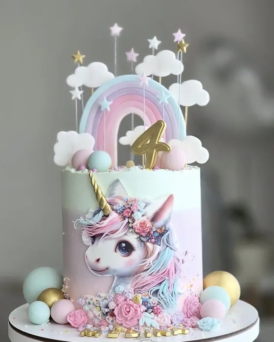 Painted unicorn birthday cake